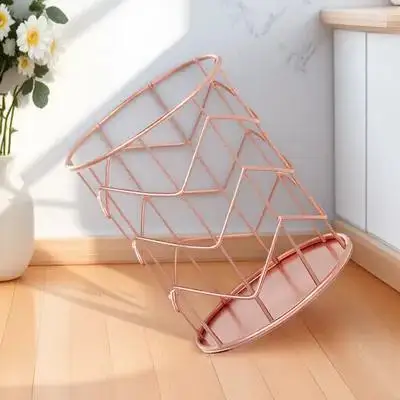 

1Pcs Multipurpose Iron Pen Container Gold Plated Mild Color Concise Shape Desktop Organizer Suitable for Home Office