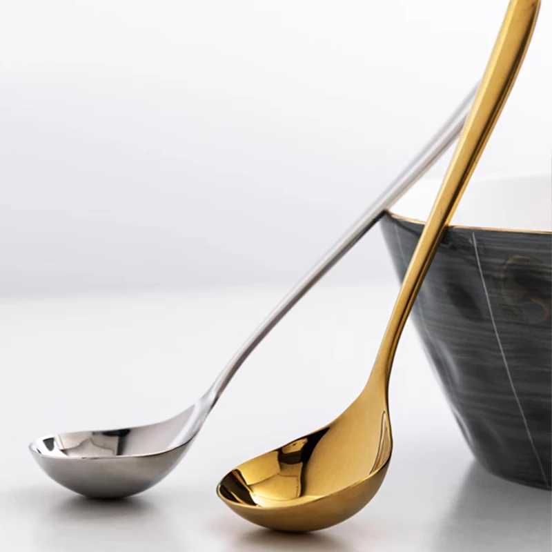 1/6Pc Stainless Steel Thickening Spoon Creative Long Handle Hotel Hot Pot Spoon Soup Ladle Home Kitchen Essential Tools