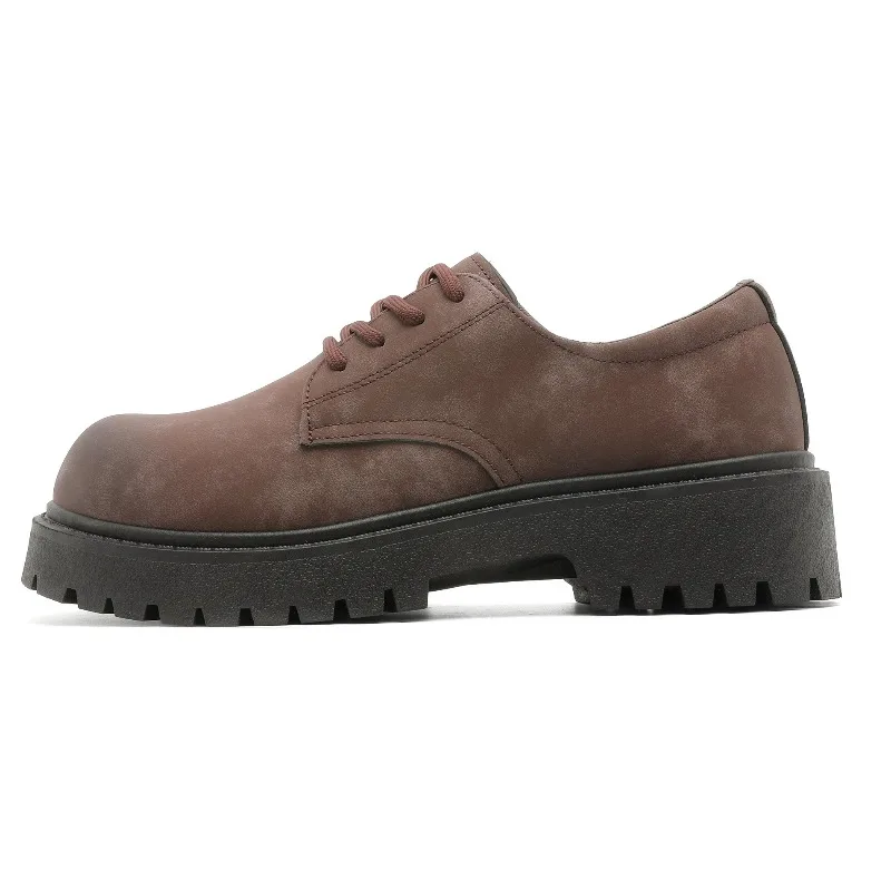 Men's Derby Boots Vintage Work Shoes Chunky Sole Suede Leather Shoes Breathable Comfortable Non-Slip Shoes Men Platform Sneakers