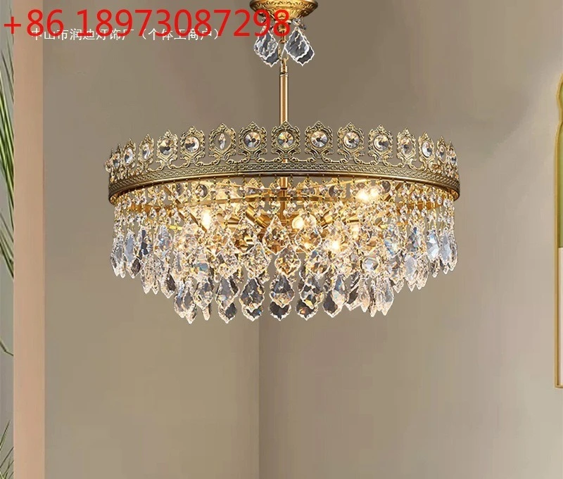 

French light luxury crown crystal dining room chandelier retro American living room bedroom entrance light