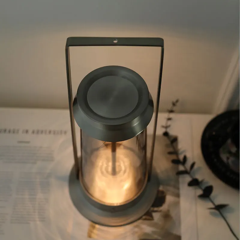 Portable Camping Lamp, Rechargeable LED Night Light, Retro Table Lamp, Modern and Simple Bedroom Bedside Lamp