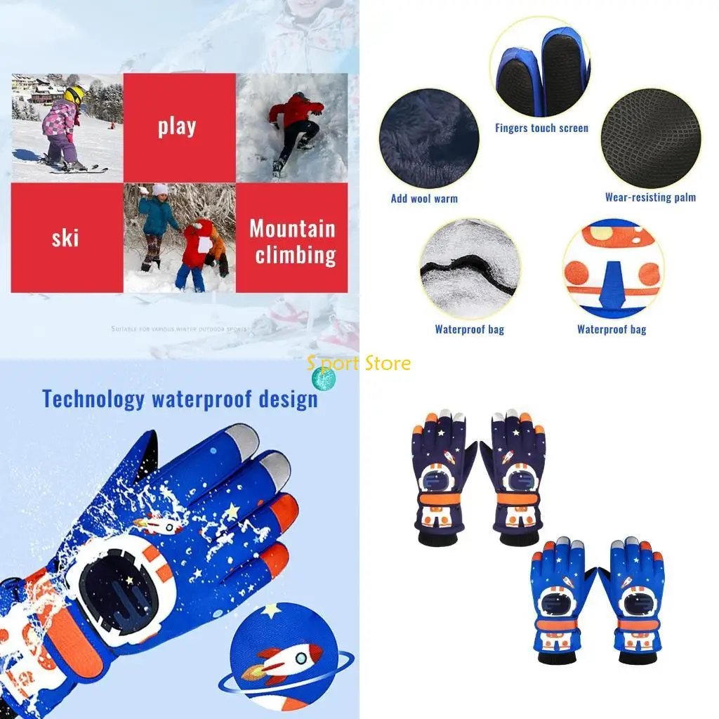 

U2JB Snow Gloves for Kids Waterproof Winter Ski Touchscreen Mittens for Boys Girls