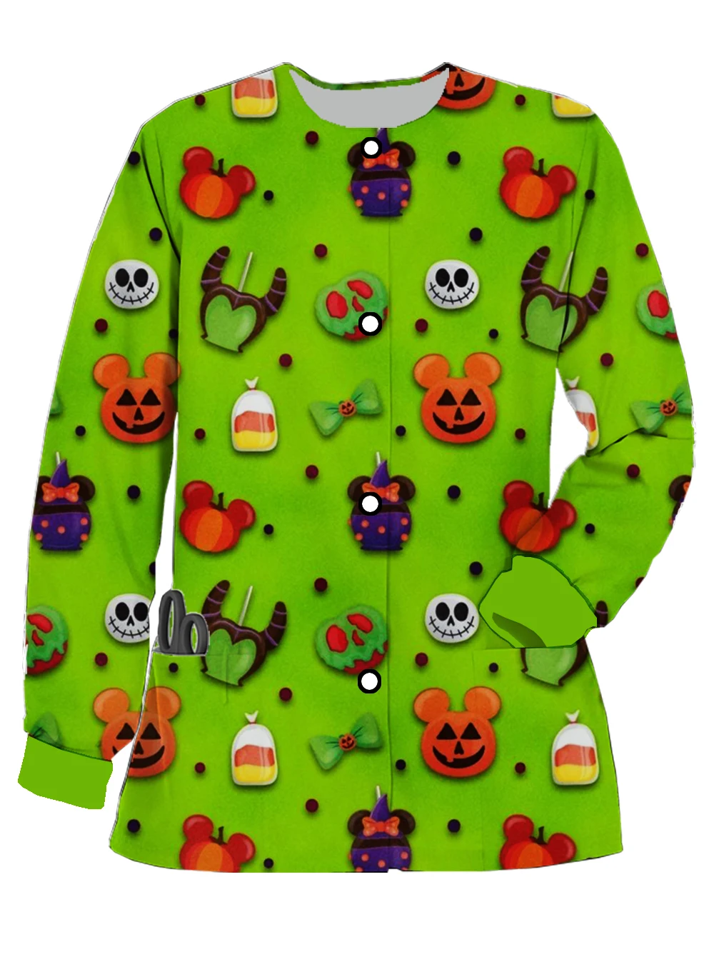 

Осенне-зимняя женская куртка с длинными рукавами, Рождественская униформа с мультяшным принтом Диснея, униформа медсестры для салона красоты, рабочая униформа для врача