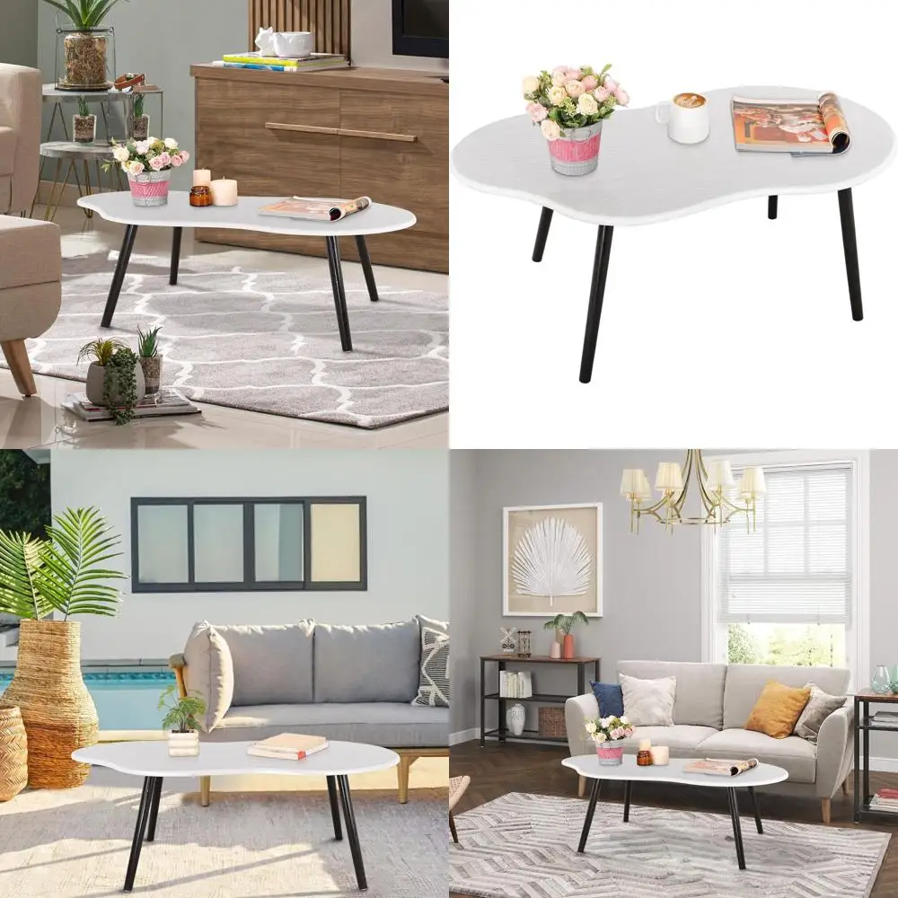 

Unique Cloud-Inspired White Wooden-Topped Coffee Table for Small Living Spaces