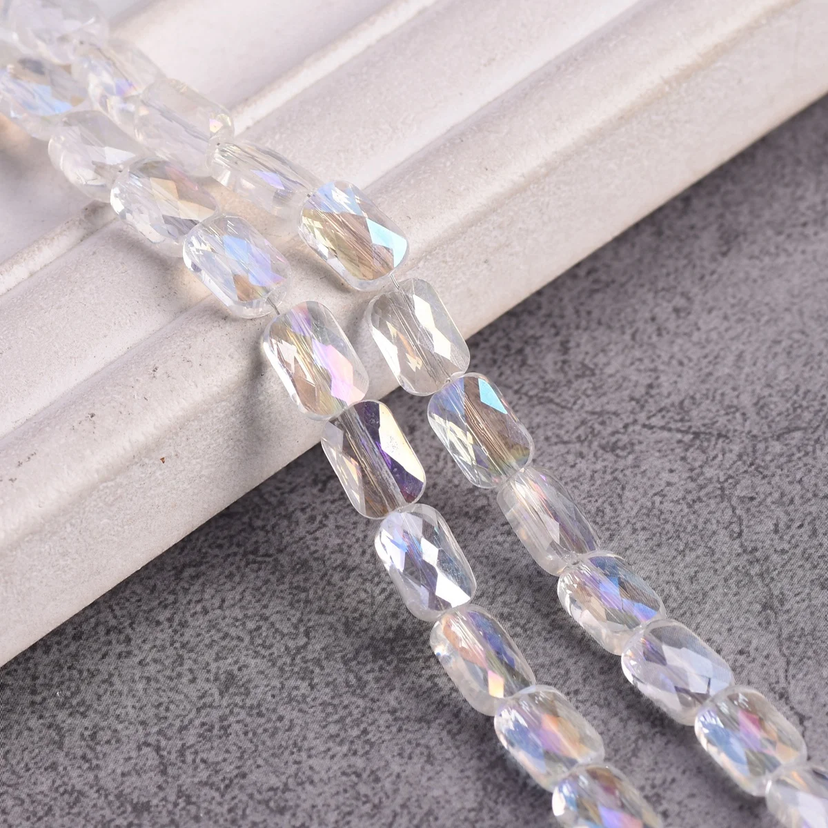 20pcs Small Shiny Opaque Rectangle Shape 6x9mm Faceted Crystal Glass Loose Beads For Jewelry Making DIY Findings