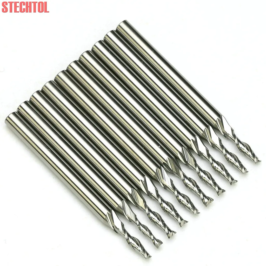 

0.8-2.5mm 2 Flute Spiral Wood Router Bits Engraving Tools CNC Carbide Milling Cutter for Acrylic MDF Cutting 10pc Mini Endmills