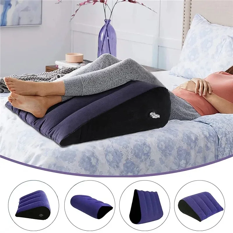 Inflatable Travel Multifunctional Body Pillow Lumbar Yoga Pillow Travel Positions Support Air Cushion Triangular Pillow