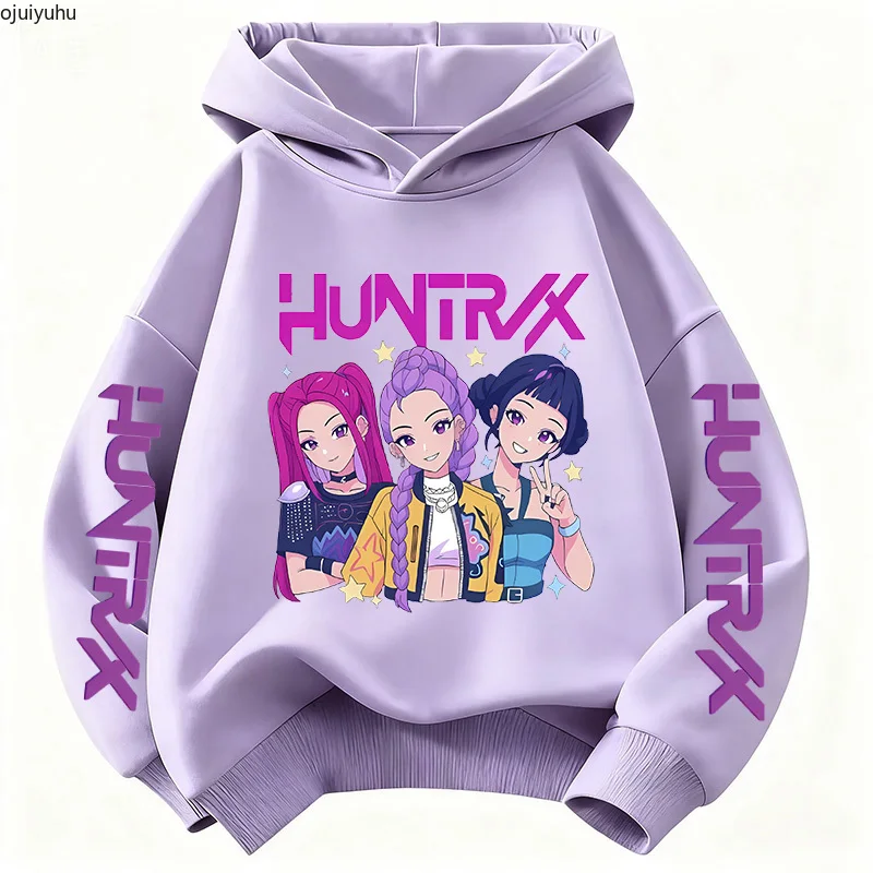 

Корейская толстовка с принтом из фильма KPOP Demon Hunters Huntrix, новая осенне-зимняя милая детская толстовка, одежда для девочек, толстовка для мальчиков