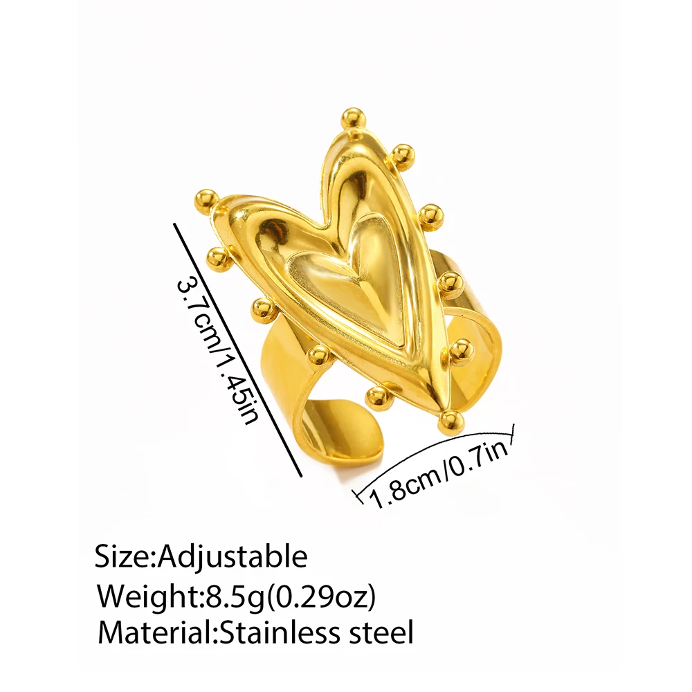 Stainless Steel Ring Fashionable New Design Romantic Peach Heart Carving Design Extravagant Rings For Women Jewelry Party Wear