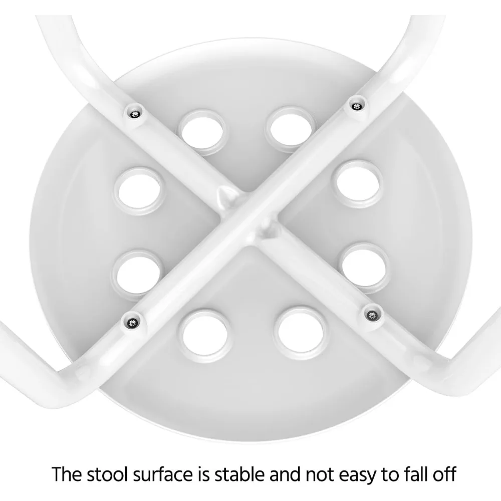Kursi Bar Plastik yang Dapat Ditumpuk dengan Kaki Logam, Tinggi 17,3 inci, Set isi 5, Putih