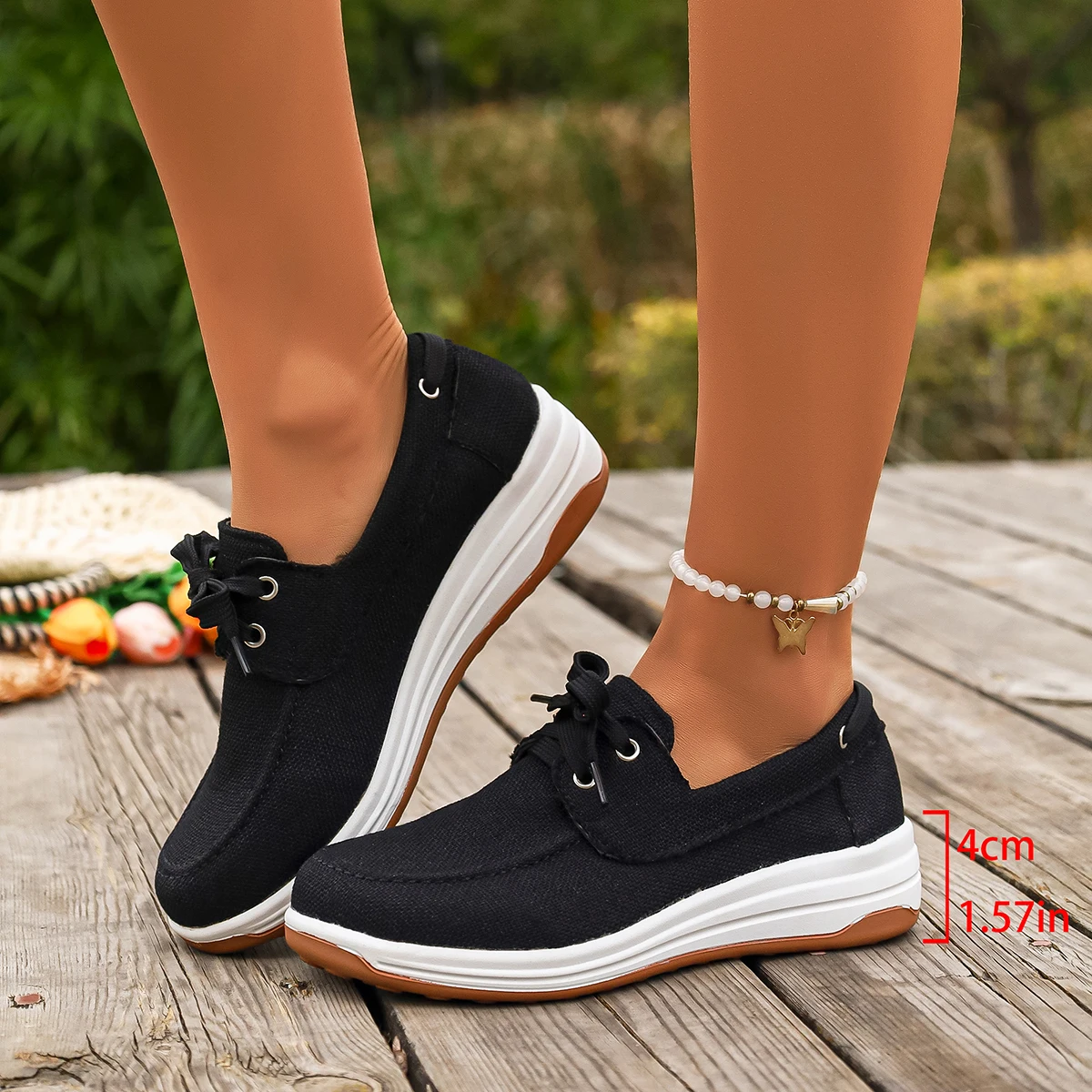 النساء أسافين منصة أحذية رياضية الإناث الصيف الدانتيل متابعة أحذية رياضية النساء الاتجاه المضادة للانزلاق مريحة حذاء كاجوال للنساء #1