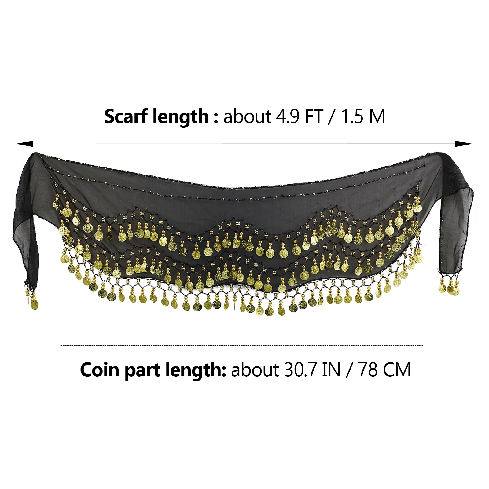 1pc Women Hip Scarf Performance Waist Chain Skirt Coins Bling Belly Dancing Skirt Belly Dancing Hip Scarf