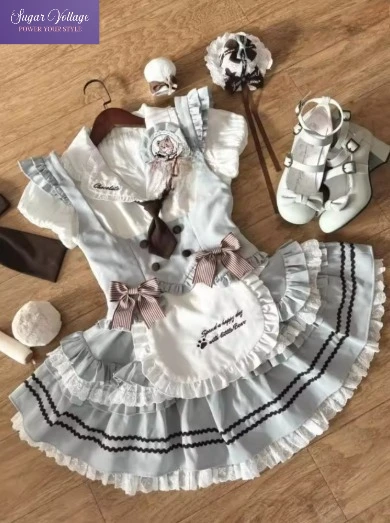 2026 Summer Harajuku Sweet Lolita Women 3 Piece Set White Lace Design Corset Tops + Fluffy Skirt Vintage Elegant Party Outfit