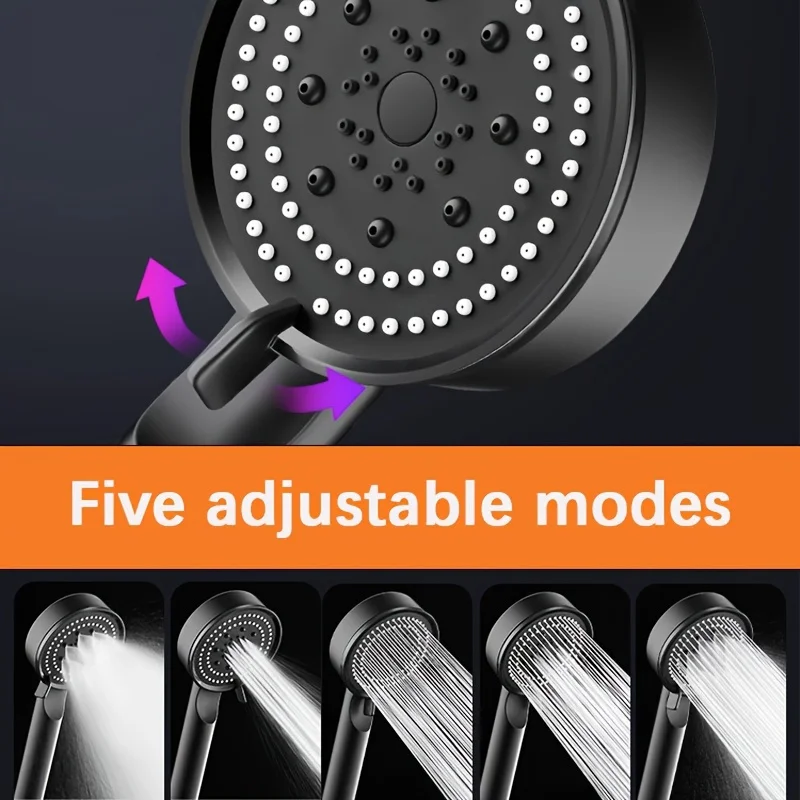 5 Mode Pressure Boost Shower Head Multifunction Adjustable Large Water Yield Shower Nozzle Massage Shower Bathroom image 6
