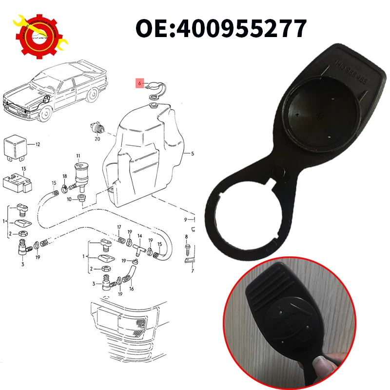 CarWindscreen Washer Bottle Lid Cap 400955277 For Audi R8 2007-16 For Lamborghini For Gallardo Fluid Reservoir Cover Black Parts