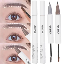2 in1 Double-headed Liquid Eyebrow Pencil Long Lasting Easy To Color Dye Brow Cream Waterproof Lying Silkworm Eyeliner Cosmetics