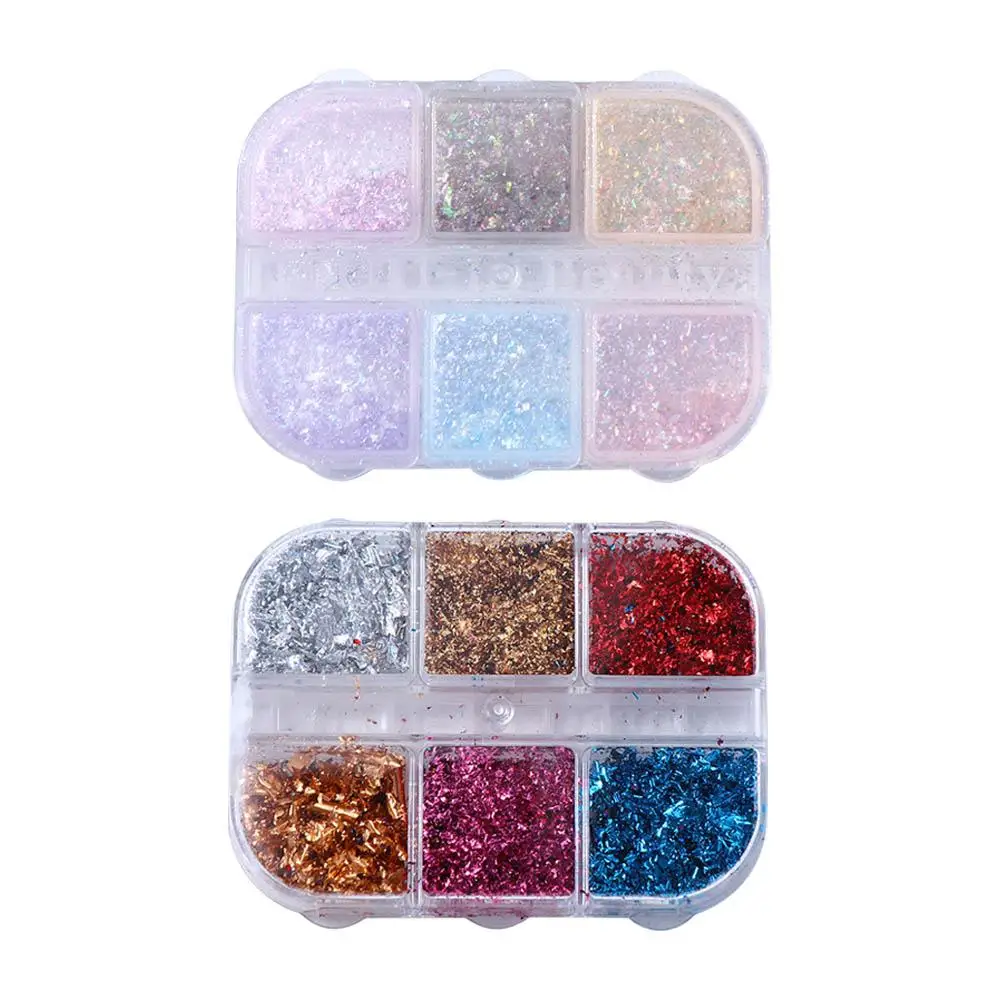 3D Nail Glitter Iridescent Holographic Nail Edelweiss Powder Aurora Nail Flakes Glitter Nail Sequins Irregular Nail Paillette