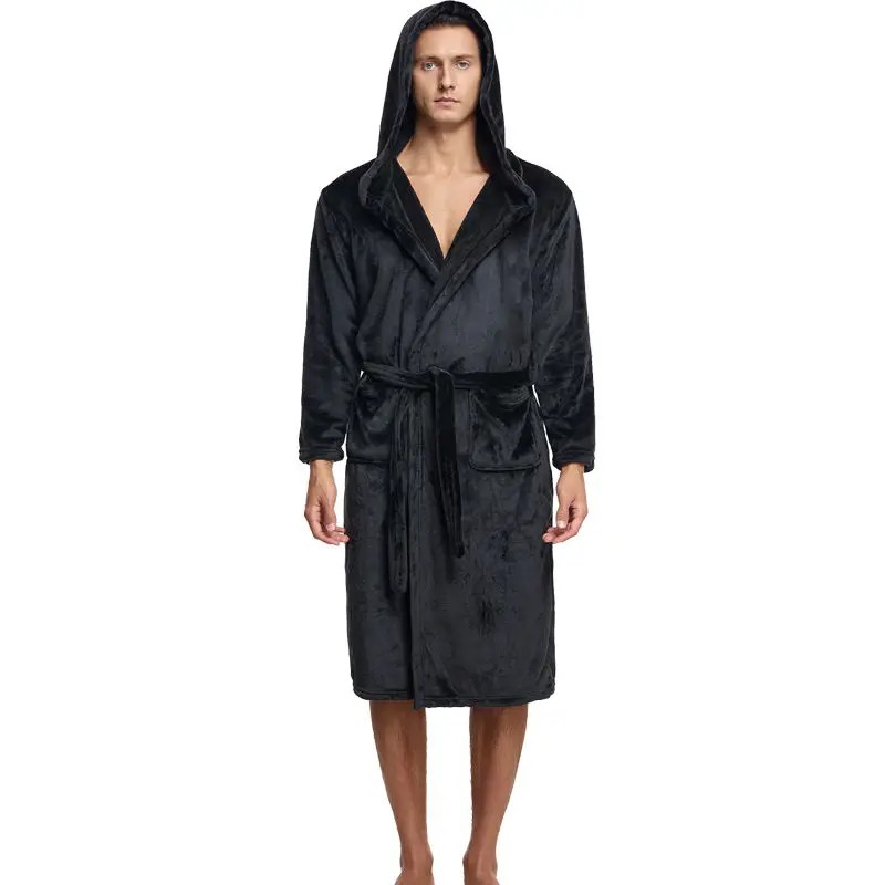 Wearable Blanket Hoodie Inner Wish Mens Hooded Robe Plush Long Bath robes Cozy Warm Bathrobe Fuzzy male Spa Robe With Pockets