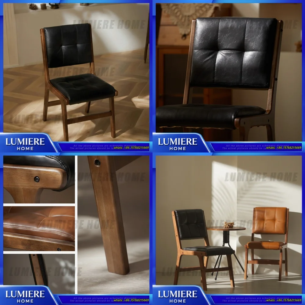 

Solid Wood Dining Chair Modern Nordic Style Minimalist Home Backrest Chair for Hotel Clothing Store Desk Chair Leisure High Back