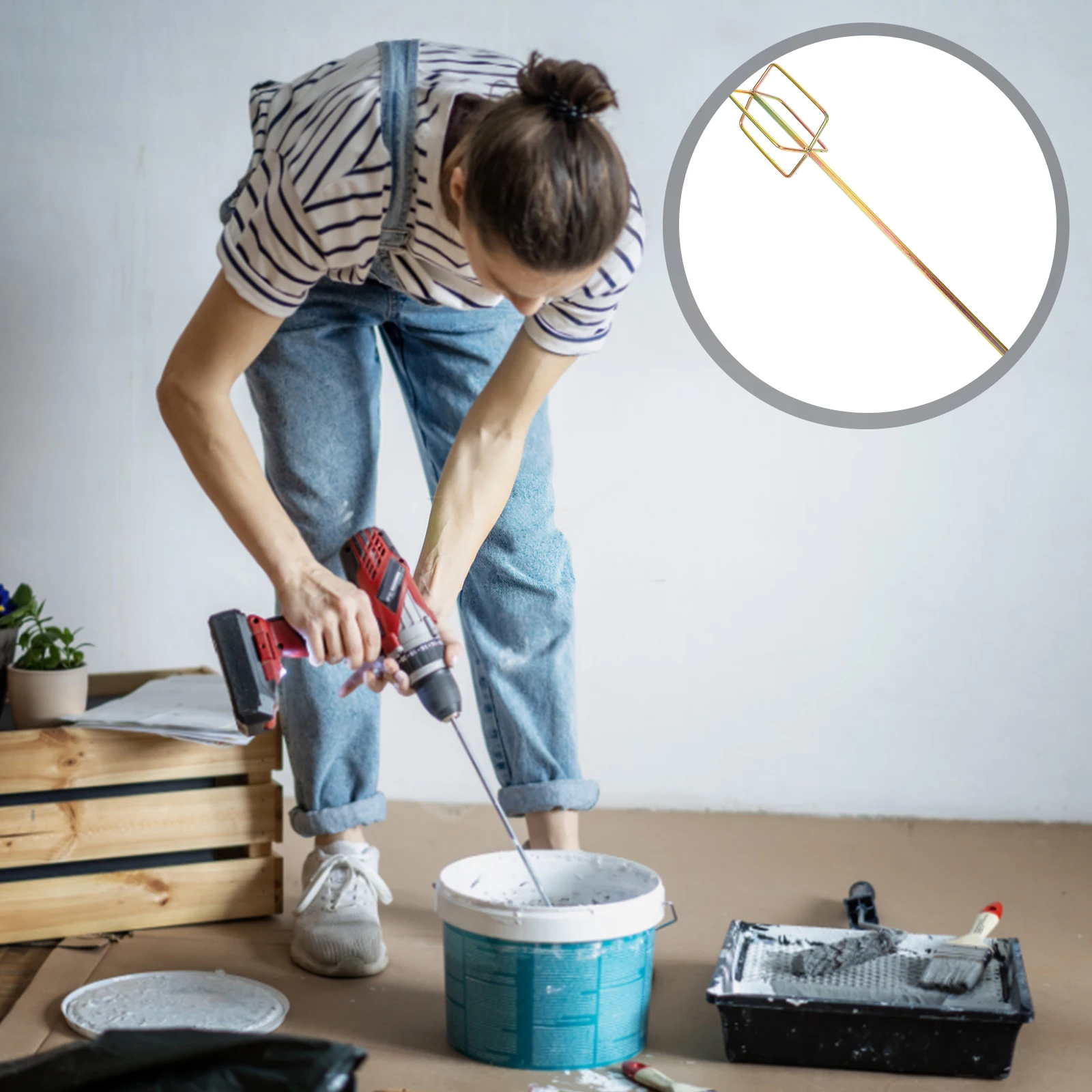 

Electric Drill Mixing Rod Cement Resin Paint Stirrer Tool Attachment Hexagonal H Mixer for DIY ProjectsPortable Machine
