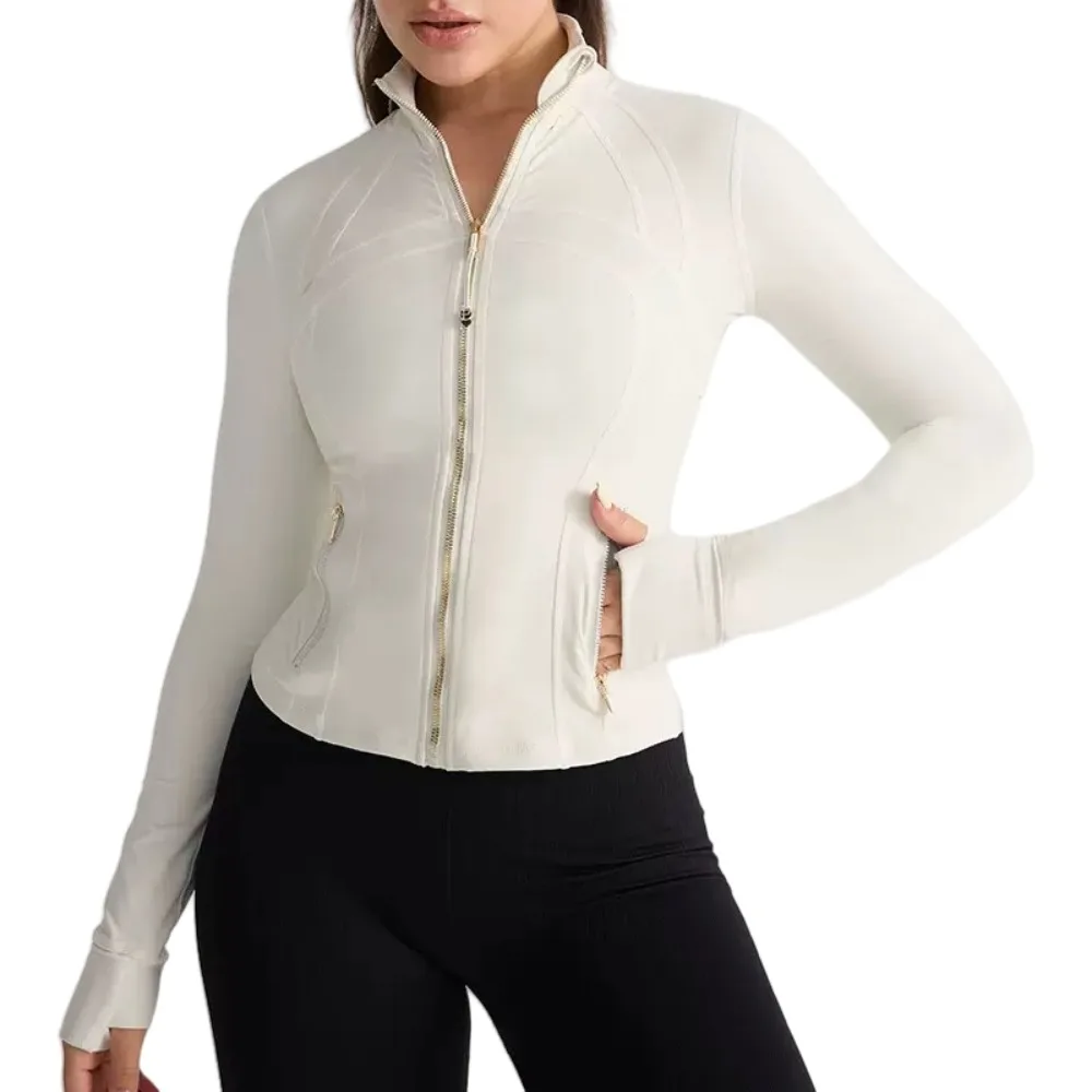 

Women's Yoga Jacket Zipper Stand-up Collar Slim Fit with Pocket Outdoor Sports Long Sleeve Warm Windproof Fitness Clothing