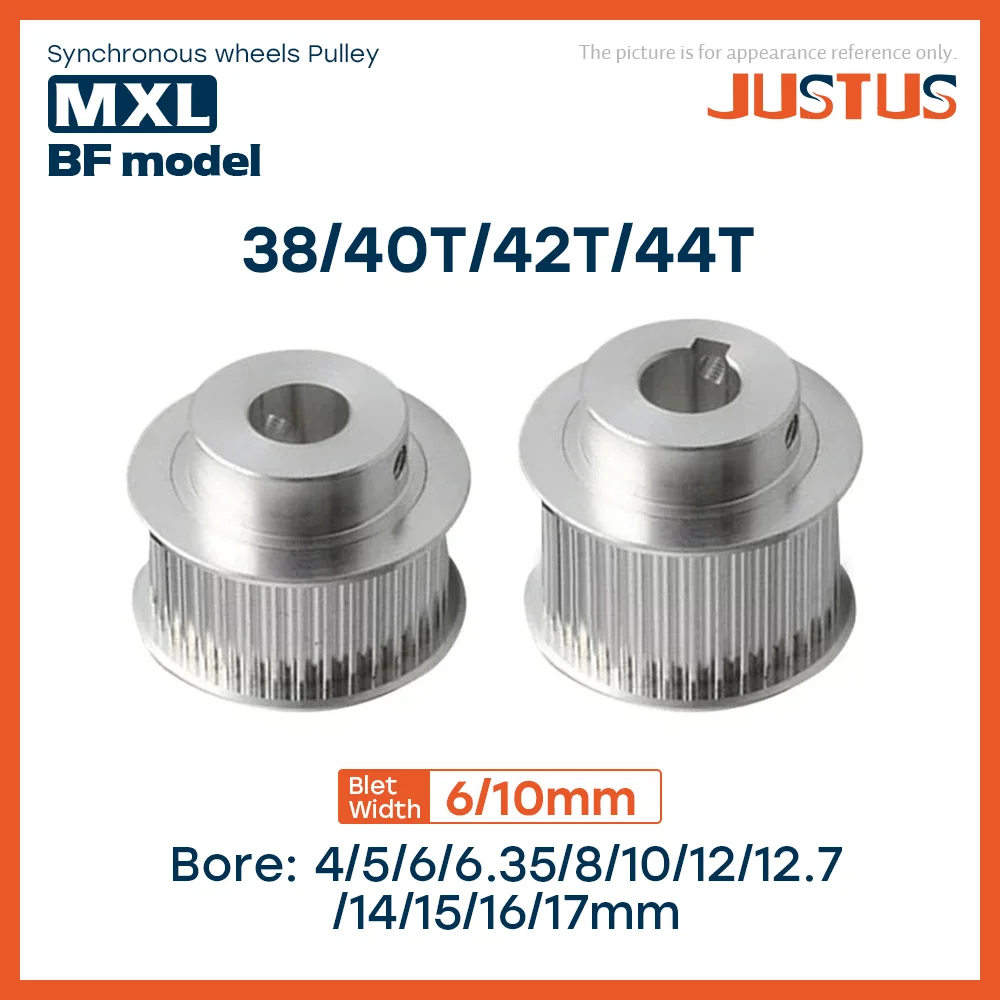 BF Type 38T/40T/42T/44Teeth MXL Timing Pulley Bore 4/5/6/6.35/8/10/12/12.7-17mm for 6/10mm Width Belt Used In Linear Pulley