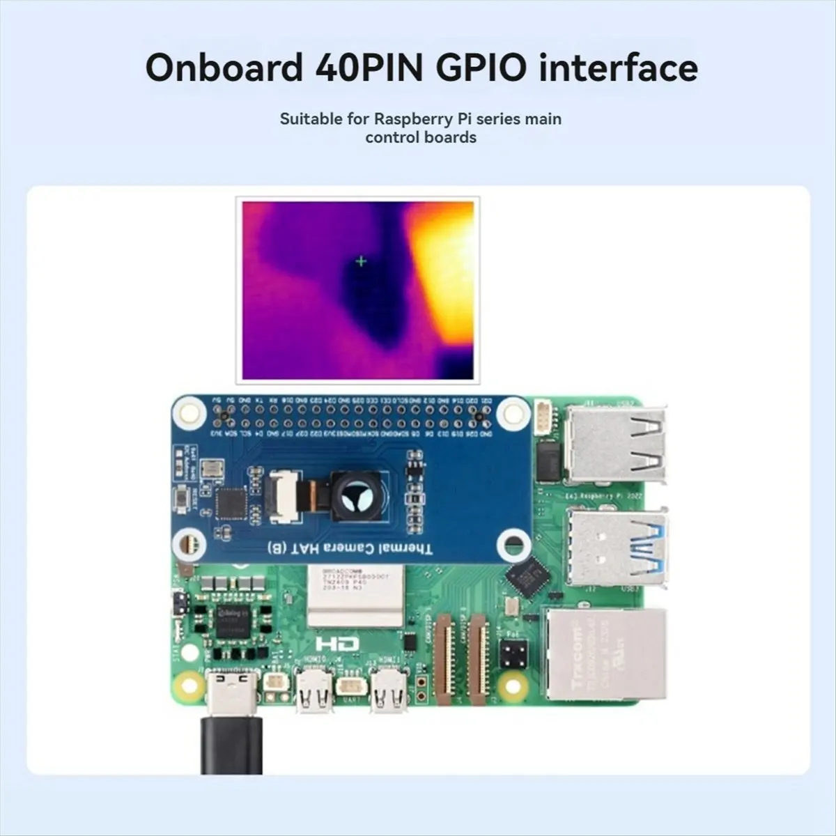 قبعة كاميرا حرارية SWXF (B) وحدة كاميرا تصوير حراري بالأشعة تحت الحمراء طويلة الموجة 40PIN GPIO 80x62 بكسل 90 °   مجال زاوية الرؤية #4