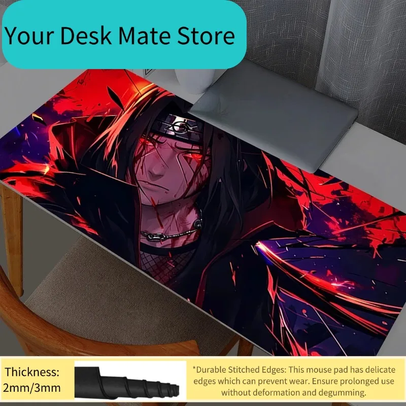Mouse Pad Gamers Naruto Itachi Uchiha Decoracion Gamer Desk Mat Mousepad XXL Gaming Accessories Varmilo Keyboard Carpet