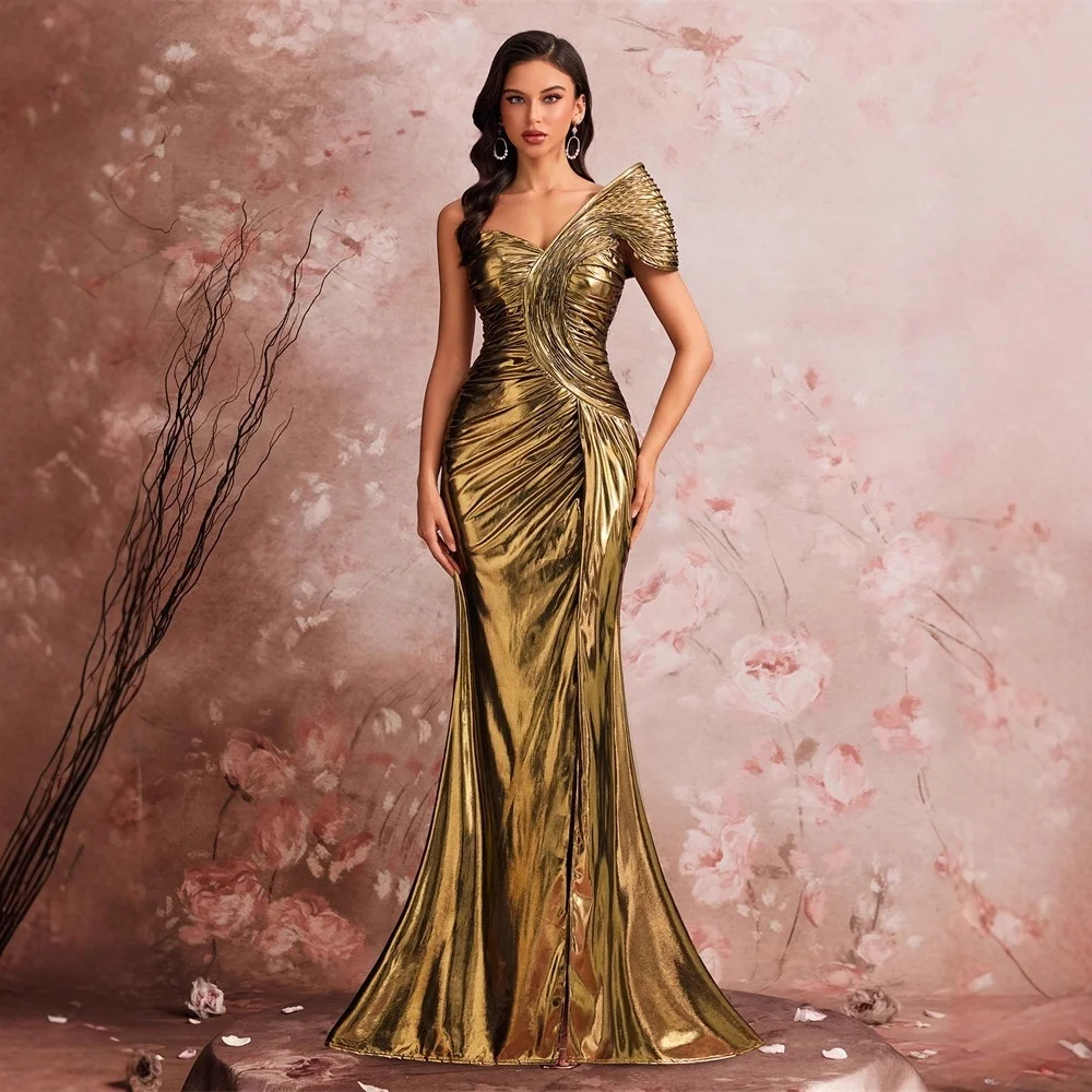 

Вечернее платье Ele с плиссировкой Fi Tead Formal Par Dr Sling Sense с низкой талией, круглая шелковая ткань для встреч