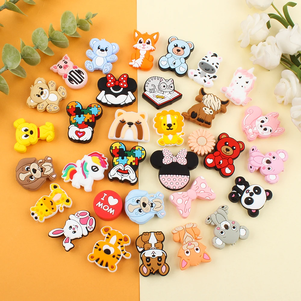 5/10Pcs Silicone Beads Giraffe Tiger Cartoon Animal Focal Beads DIY Keychain Necklaces Decoration Accessories For Jewelry Making