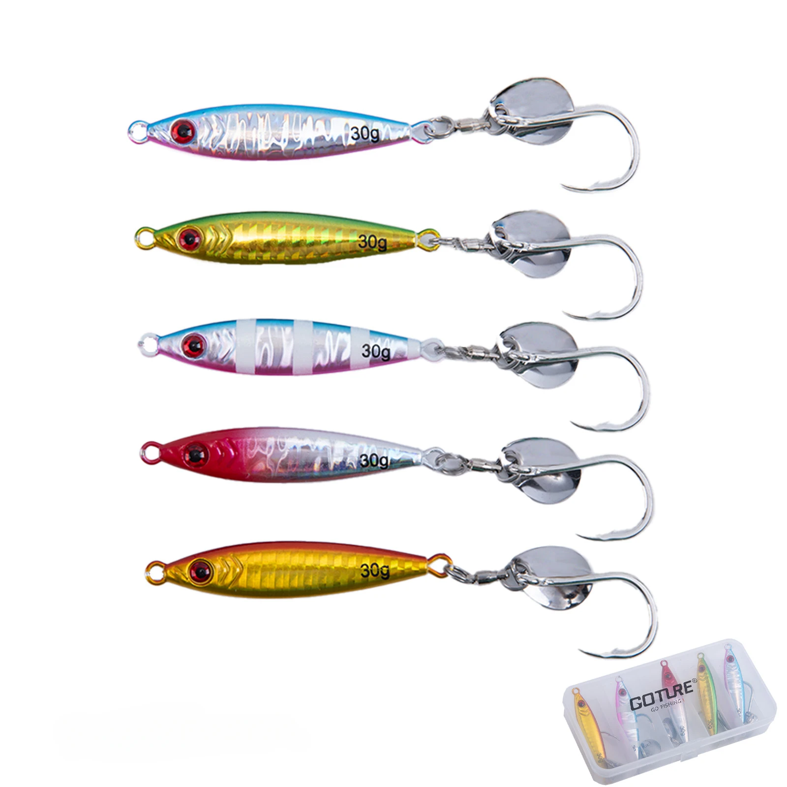Goture 5 adet 30g/40g/60g Metal VIB Balıkçılık Cazibesi Spinner Batan Dönen Kaşık Pin Crankbait Payetler Yemler olta takımı 2025New
