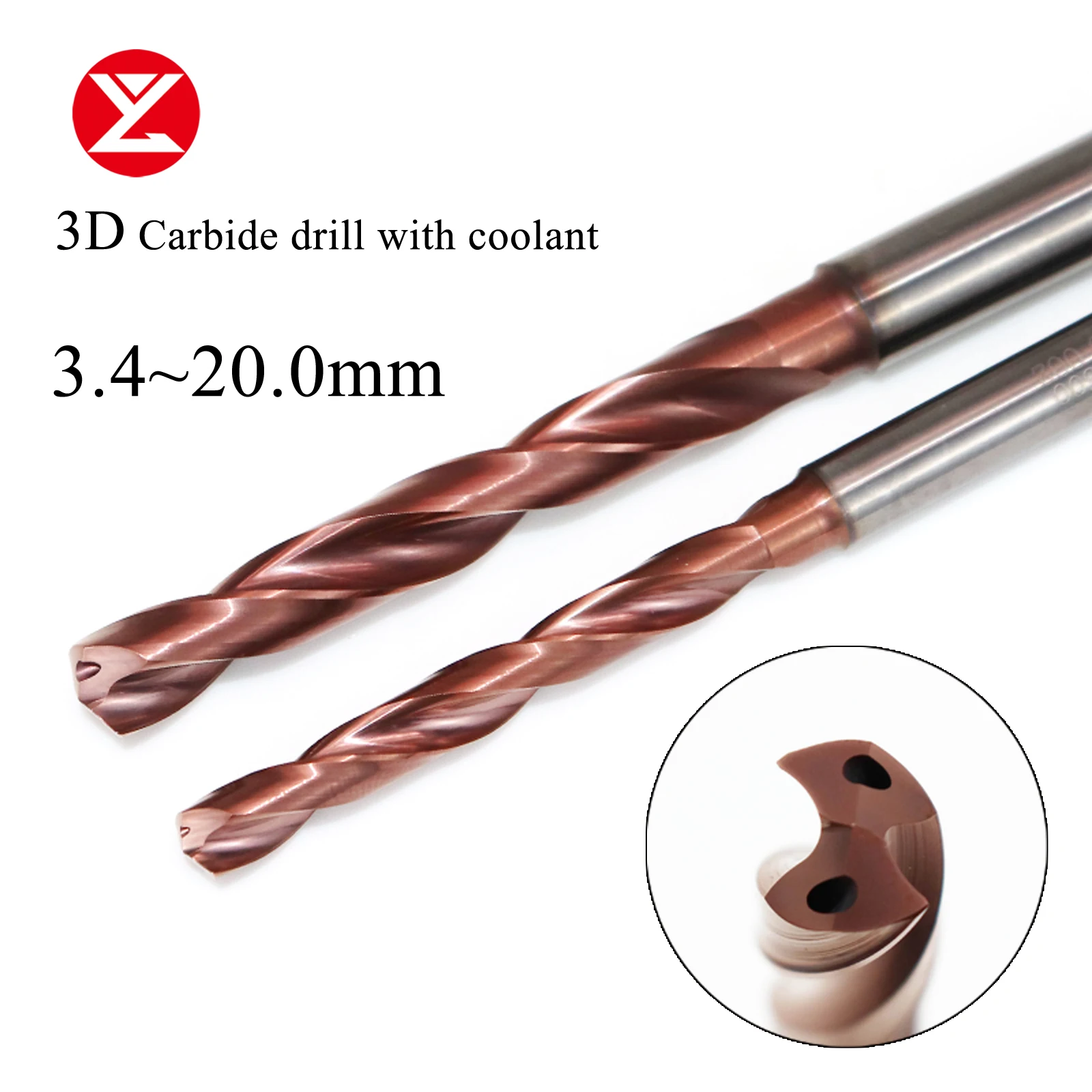 

CNC 3D Dia.3.4-20mm Solid Carbide Drill DIN6535HA Coating With Coolant Drill Bit Wide Variety Of Material Alloy Stainless Steel