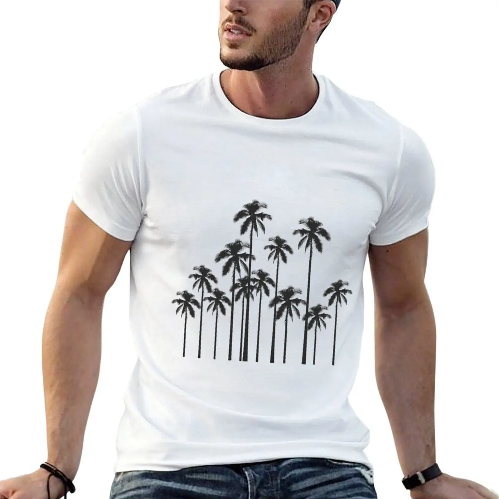 

Black and White Exotic Tropical Palm Trees T-Shirt t shirt for man funny t shirts dark humor T-Shirt