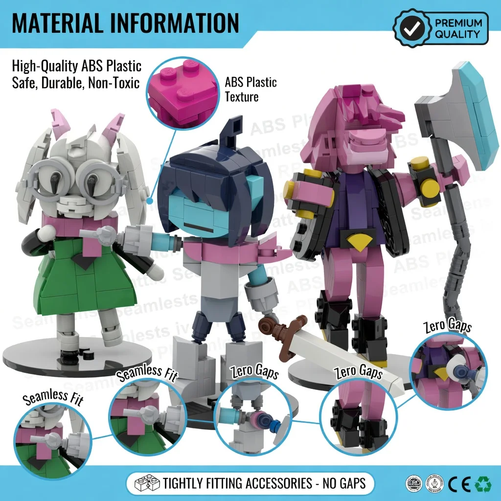 MOC Pixel Game Characters Building Blocks Kris Susie Ralsei Delta Rune Action Figures Model DIY Bricks Adult Gift