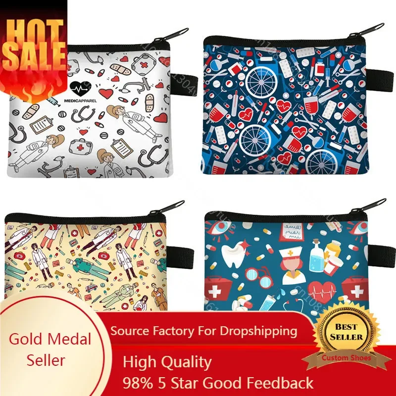 

Hot Sale Nurse ECG Printing Women Coin Purse Student Boys Girls Short Wallet Card Pocket Change Purse Kids Wallet