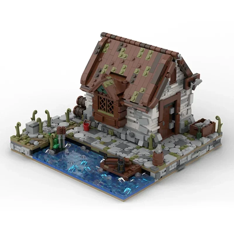 Medieval Street View Model Moc Building Bricks Fisherman's House Technology Modular Blocks Gift Christmas Toys DIY Sets Assembly