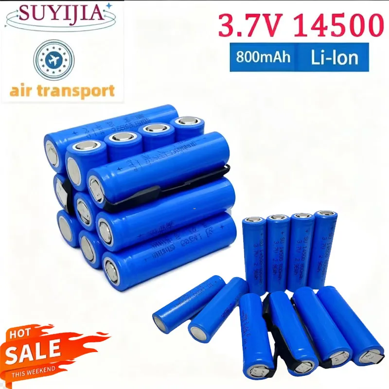 14500 Battery 3 7v Lithium 800mAh Li-ion Battery Welded Joint Rechargeable Lithium Batteries for Led Flashlight Headlight