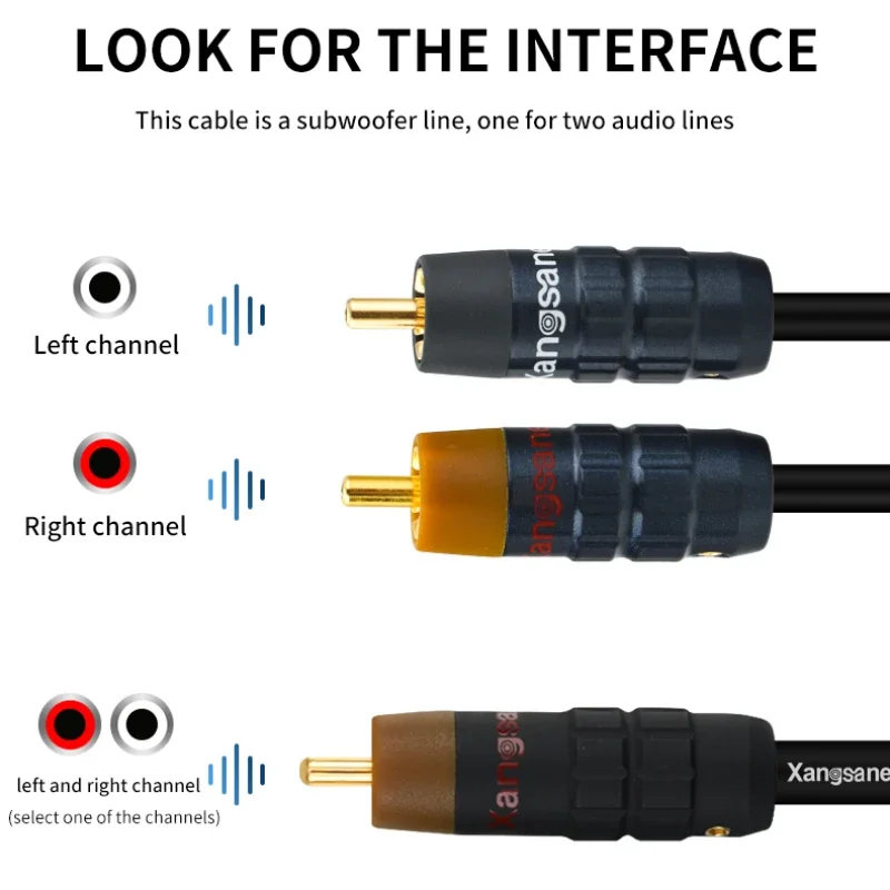 Hi-end 4N Pure Silver RCA to 2RCA Cable Amplifier to Subwoofer Audio Line