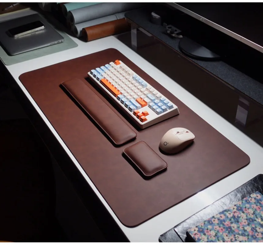 

Wrist Pad Rest Keyboard Guard Three Pieces Desk Pad Waterproof PU Mouse Pad Large Mousepad Laptop Non-slip Desk Mat Mouse Mat