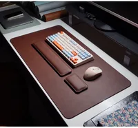 Almohadilla para la muñeca, protector para teclado, alfombrilla de escritorio de tres piezas, alfombrilla para ratón de PU impermeable, alfombrilla grande para ratón, alfombrilla antideslizante para escritorio para ordenador portátil
