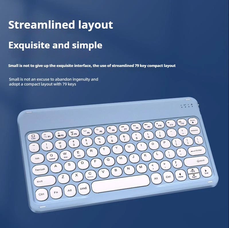 

Hot Selling Backlit 10 Inch Bluetooth Round Keycap Keyboard, Ultra-thin Silent Wireless Keyboard Suitable For Tablet Laptops
