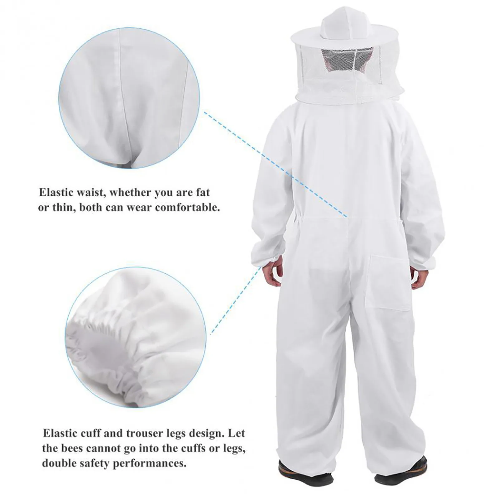 Beekeeping SuitWhite Beekeeper Clothing Cotton Beekeeping Suit With Round Professional Apiculture Supplies For Beginner