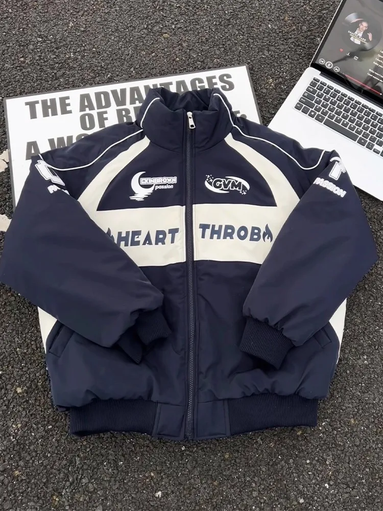 

Thiened American Tee-Proof Motorcycle Jaet Men's Winter Warm Racing Clothes High Street Cool Cotton Coat Outerwear