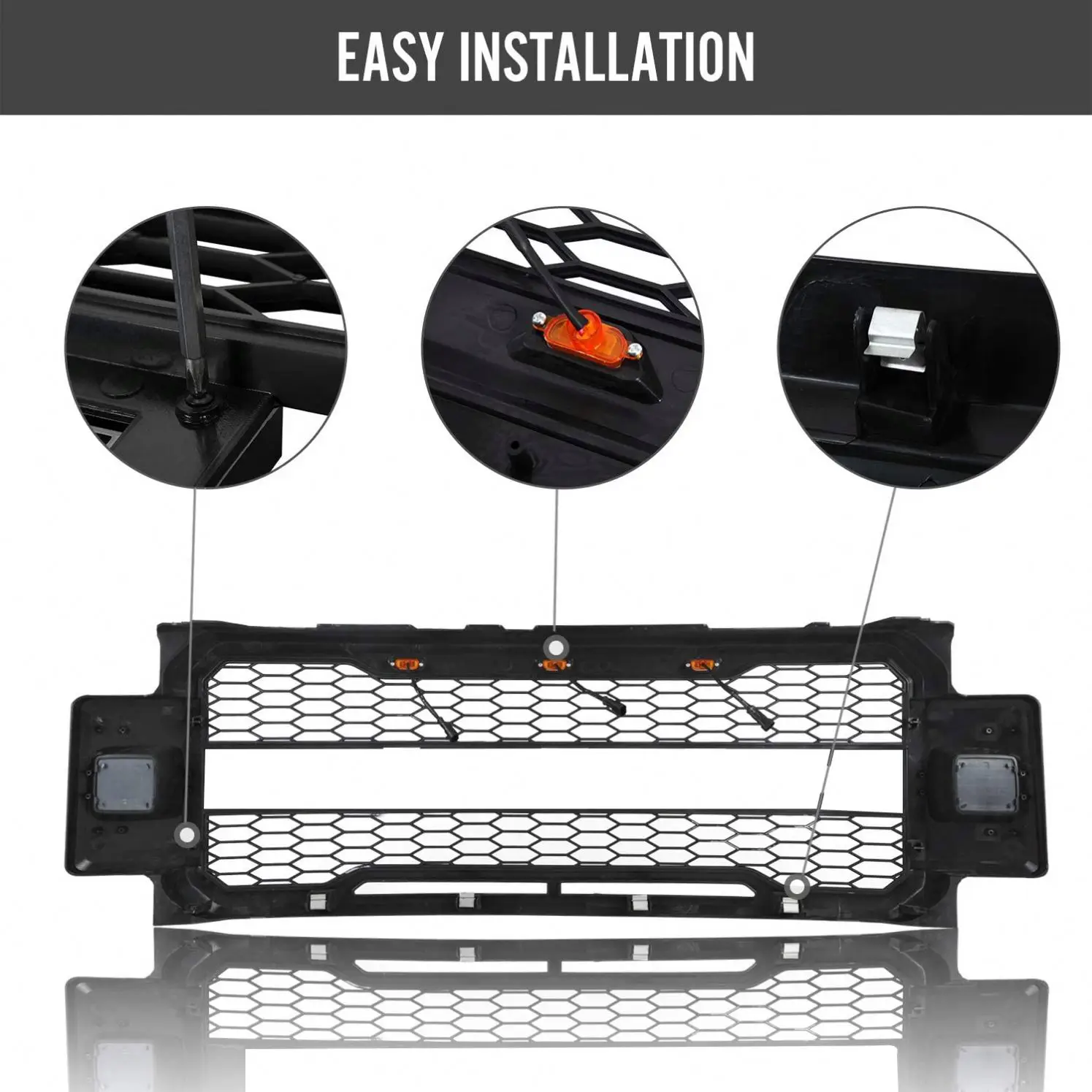 Gobison 2017 2018 2019 2020 Raptor Accessories Parts Front Car Grille With Light For FORD F250 F350 F450 Car Grille