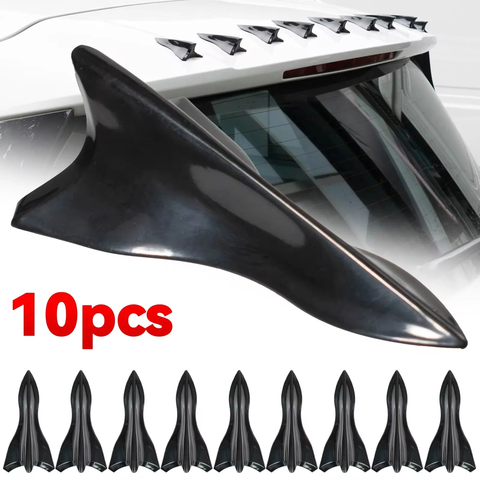 10 pieces of universal rear roof shark fin spoiler kit car roof spoiler bumper spoiler shark fin diffuser vortex generator