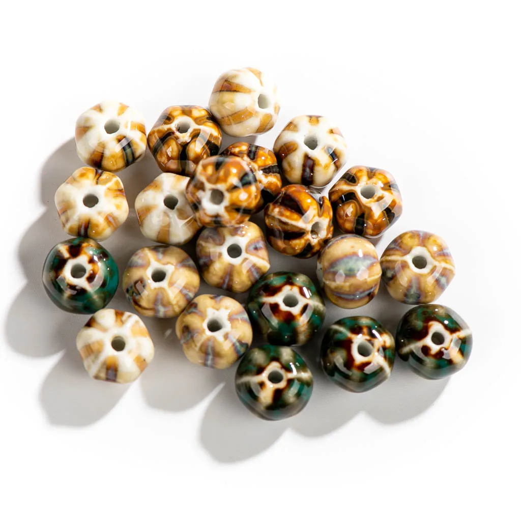 11#20pcs Vintage Irregular Kiln Color Ceramic Beads Handmade Materials Jewelry Accessories Making Bracelet  crafts choker #XN335