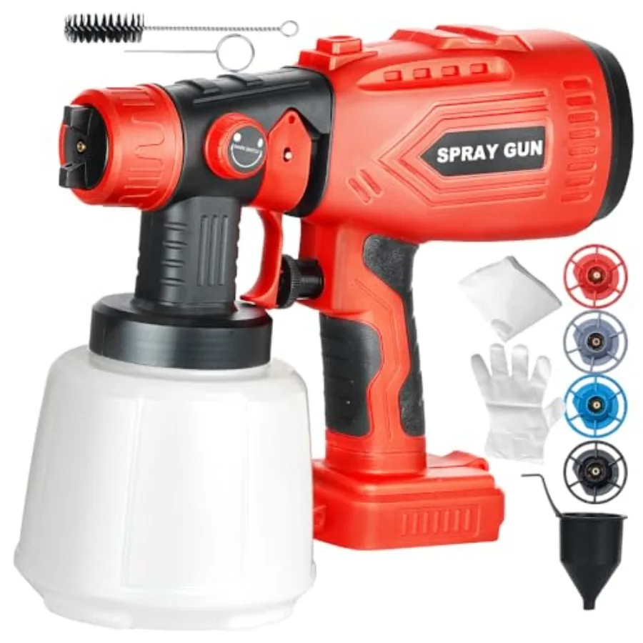 

Cordless Paint Sprayer Compatible with Craftsman 20V Battery Tool Only 200W HVLP Paint Gun 3 Spray Patterns and 4 Size Nozzles