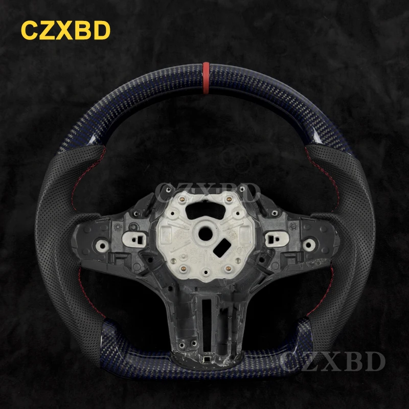 

For BMW G20 Glossy Real Black Blue Carbon Fiber Steering Wheel High Quality Leather Sport Wheel Customized