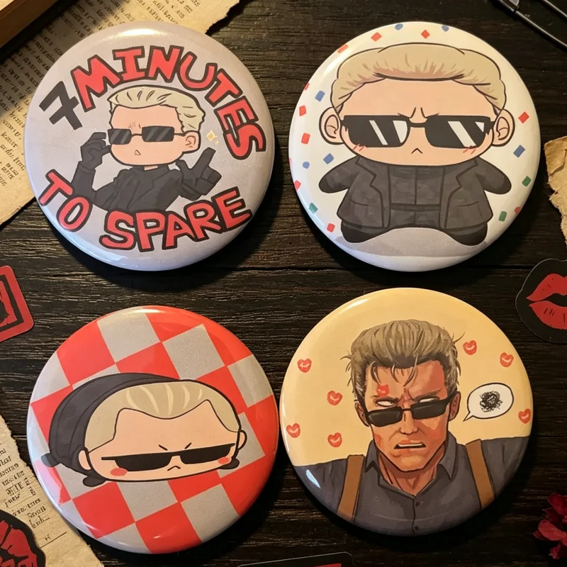 Albert Wesker Pinback Button Resident Evil Fan‑Art Round Badge Shiny Glossy Finish Brooch Pin Cosplay Accessory Collectible Gift