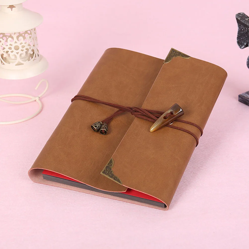 

Vintage DIY Photo Album Retro Simulation Ivory PU Cover Loose Leaf Scrapbook Memory Album for Travel Gifts Anniversary